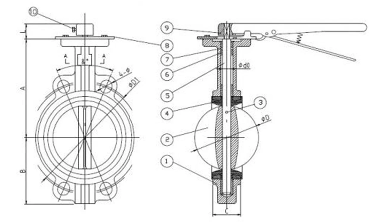 marine wafer butterfly valve F7480